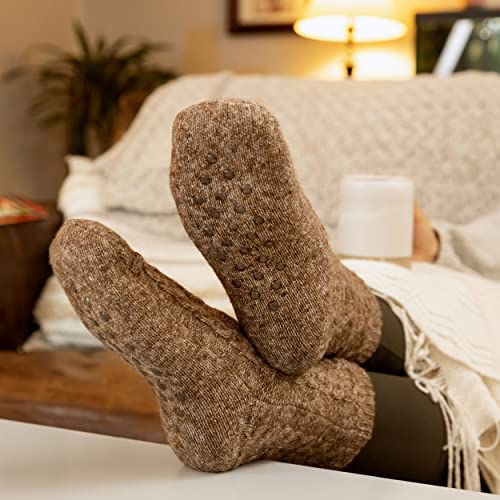 Image of Slipper Socks for Women with Grippers Non Slip, Sherpa Lined Slipper Socks