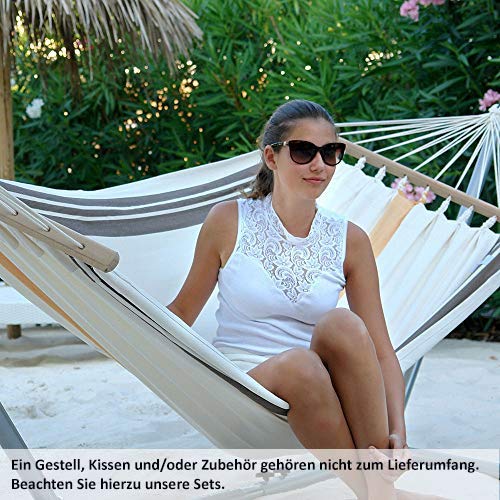 Wetterfeste Hängematte Cappuccino mit Stab (ohne Gestell)