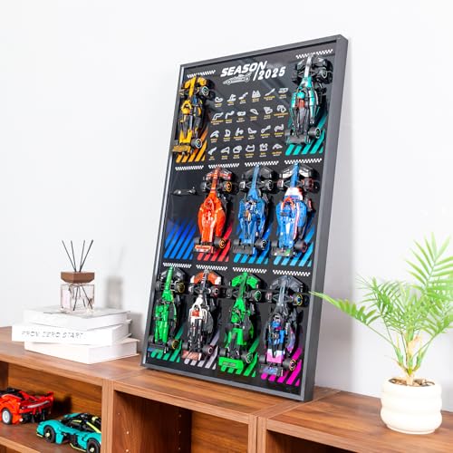 ICUANUTY Display Wallboard Compatible with Lego Speed Champions 10-in-1 F1 Car 77242 77243 77244 77245 77246 77247 77248 77249 77250 77251 Wall Mount Display Hook Frame(No Model)