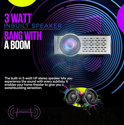 Image of E Gate i9 Pro-Max 4X Brighter Bluetooth Projector 4k Ultra HD,400 ISO Lumens & 840fc Mega Brightness, Full HD 1080p Native, 210 inch (534 cm) Screen | AV, VGA, HDMI, SD Card, USB, AUX, inbuilt Speaker