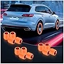 Luminous Auto Tire Valve Stem Caps, 12PCS Skull Illuminated Wheel Valve Stem Cover, Night Glow Wheels Cap Corrosion Resistant, Fluorescent Tire Valve Caps Fit for Cars, SUVs, Trucks, Bikes (Orange)