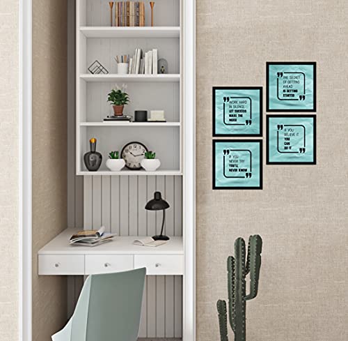 Image of ArtX Paper Motivational Quotes Work Hard Wall Art Painting, Framed Paintings For Home Office Decor 20 X 20 inches (Combined), 10.0 X 10.0, Multicolor Posters With Frame, Set of 4