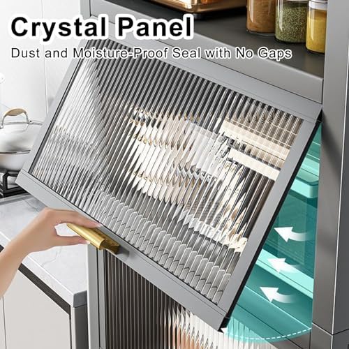 5-Tier Kitchen Storage Rack - Multi-Functional Bread & Coffee Station with Flip Doors, Microwave Holder & Storage Cabinet for Home, Office, Pantry, Garage - 39in Grey Organizer