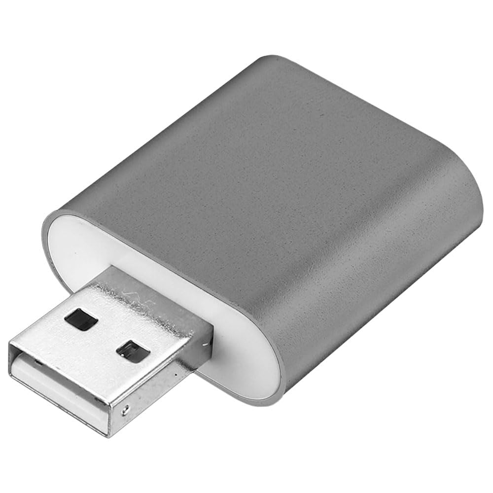 Ociodual Zewnętrzna karta dźwiękowa USB 2.0 na gniazdo jack 3,5 mm audio mikro adapter GF2419 srebrny mikrofon do komputera, laptopa