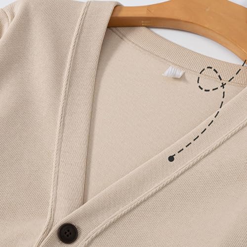 Mens Cotton Knit Cardigan Sweater Long Sleeve V Neck Button Down Sweaters Casual Loose Knit Cardigan with Pockets2