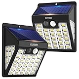 kuyimy Solar Lights Outdoor, 72 LED Motion Sensor Wall Light, IP65 Waterproof and 3 Lighting Modes, Solar Powered Security Wireless Light Outside for Patio, Garden, Fence, Porch, Front Door(2 Packs)