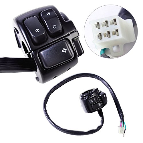 Hanswd Motorcycle Horn Turn Signal Headlamp Black Housing Switch 1" Handlebar For 96-12 Dyna Softail Dyna Sportster V-Rod #TOP4