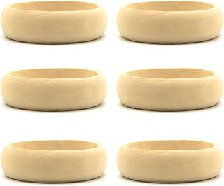 VVXXMO Lot de 6 bracelets en bois naturel incurvés, bijoux à peindre soi-même, 4, taille unique