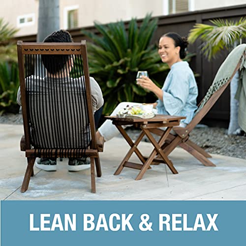 Clevermade Tamarack Folding Rope Chair - Foldable Outdoor Low Profile Wood Lounge Chair For The Patio, Backyard, And Deck, No Assembly Required #TOP1