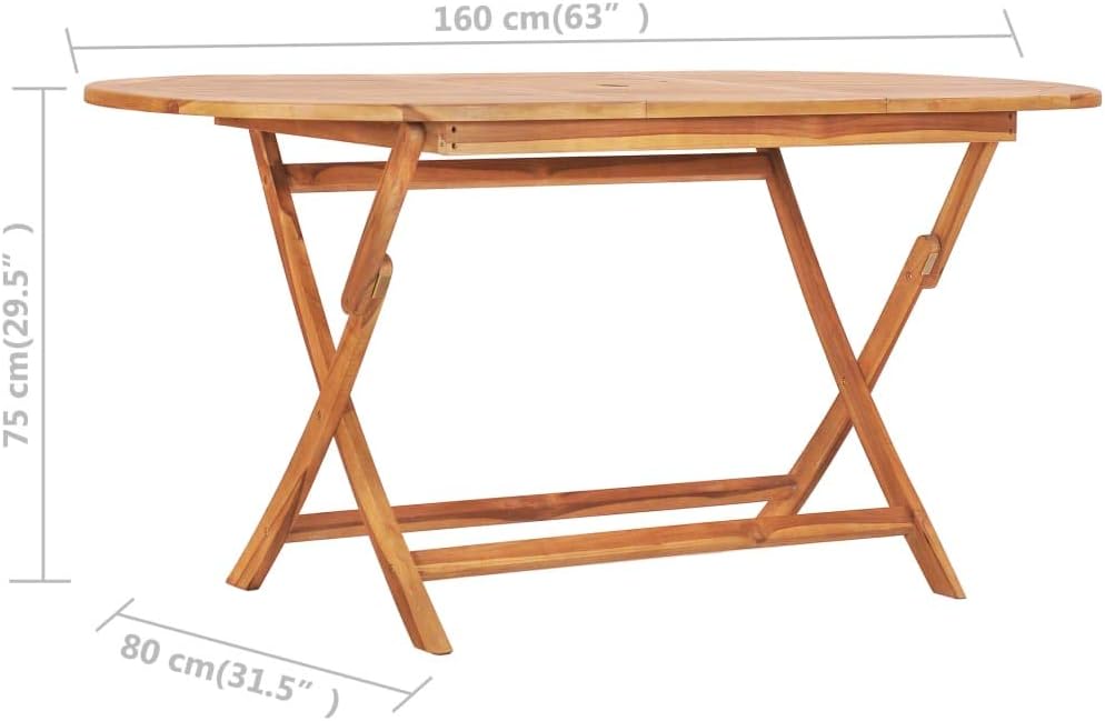 vidaXL Solid Teak Wood Folding Patio Dining Set 9 Pieces Garden Dinner Table Chairs Foldable Outdoor Balcony Terrace Furniture Set Wooden