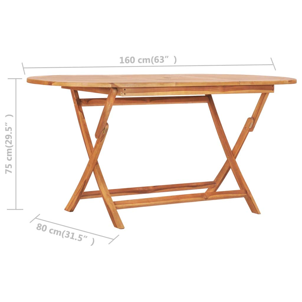 Set di mobili da giardino pieghevoli in legno massello di teak, 9 pezzi, con 8 sedie, resistente alle intemperie, salvaspazio, durevole e confortevole