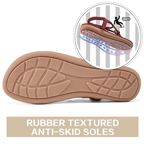 Image of Alicegana Women's Summer Sandals Bohemian Beaded Ankle Walking Strap Casual Flip Flops Ladies Sexy Flats Comfortable Shoes