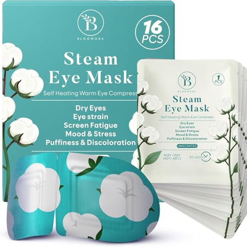16 Stück Selbstwärmende Duftfreie Augenmaske Wärmend Steam Eye Mask gegen Trockenheit Schwellungen & Augenbelastung Einweg Wärmekompresse für Schlaf & Reisen Wärmemaske Augenpads
