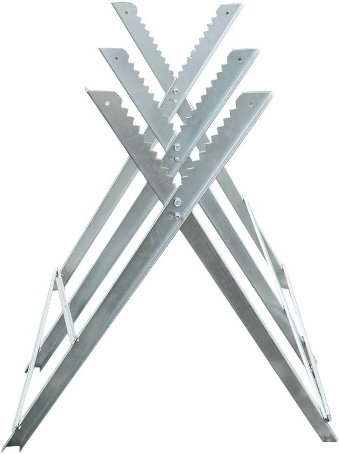 TUFFIOM Steel Log Cutting Sawhorse 31" Tall,150 lbs Heavy Duty Firewood Logging Timber Cutting Holder Metal Saw Horse Jobsite Tool Stand with Triangular Structure,TF-005