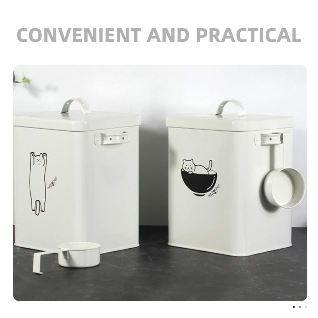 Cubo de Almacenamiento para Mascotas Blanco de Hierro Sellado