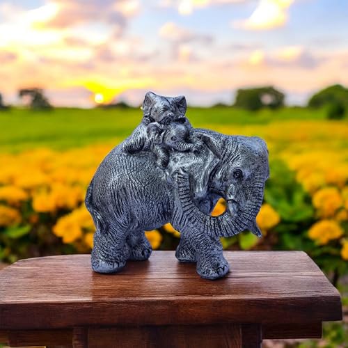 Polyresin 6" Elephant with Baby Statue for Home Decor – Vastu & Feng Shui Good Luck Symbol – Decorative Showpiece for Entryway, Living Room, Office, Gift (Silver) — photo — 2 of 9