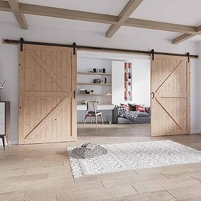 Fredbeck Double 48x80 Barn Door with Hardware Included (72 barn Door)