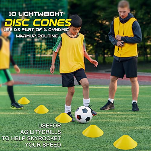 Fasezoomit Speed Agility Training Set,Includes 12 Rung Agility Ladder,10 Disc Cones, Jump Rope, Resistance Bands, Running Parachute,Holder,For Football,Hockey Training Athletes(Yellow) #TOP2