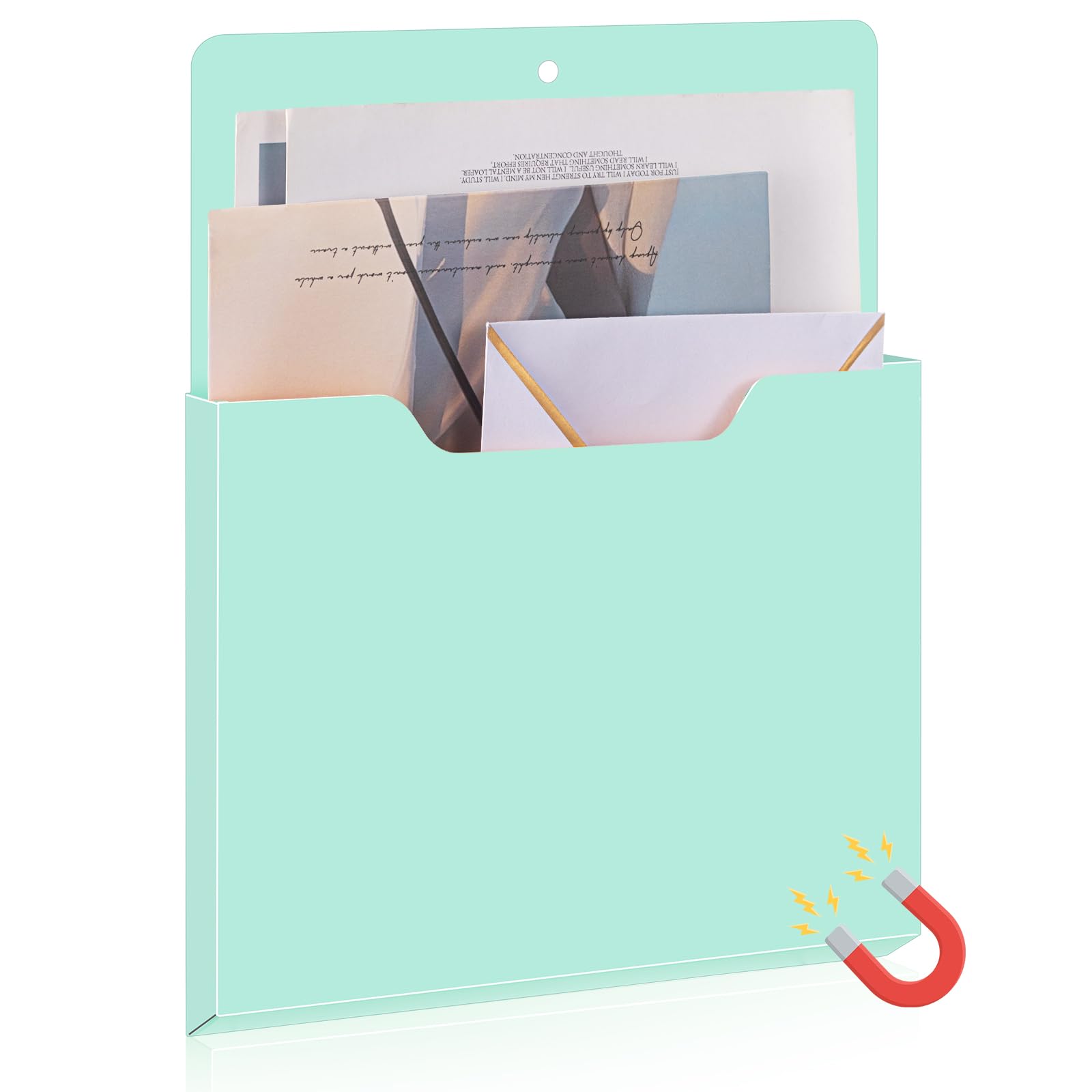 Feifeiya Magnetic File Holder Wall, 12.2 x 9.4 Inch, Vertical, Mint Green