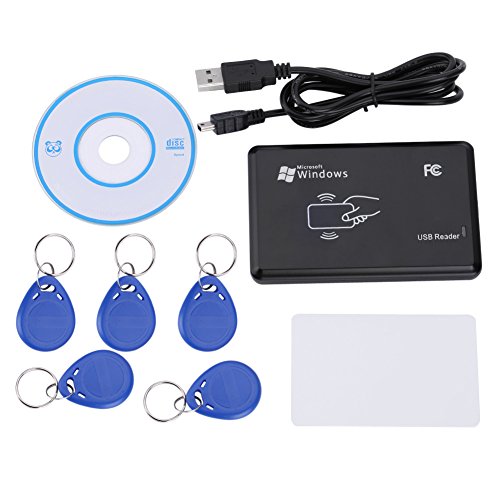 fosa Lecteur RFID 125kHz USB, ID Copieur/Duplicateur avec 5 porte-clés pour Maison/Appartement etc.