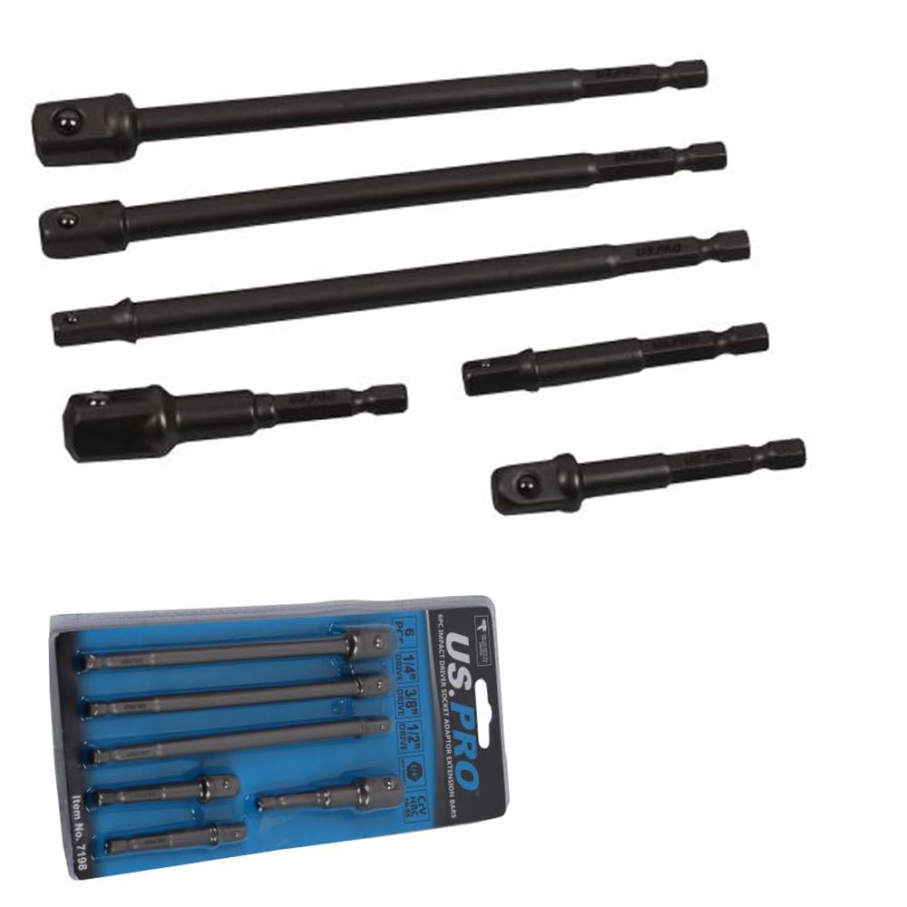US PRO Impact Bit Socket Adapter Driver 6pc Set Extension 1/4 3/8 & 1/2"