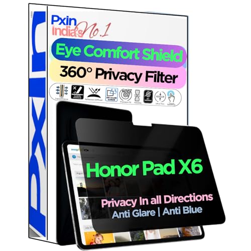Image of PxIn Tablet Privacy Screen Guard compatible with Honor Pad X6 | No.1 | Anti Glare | Anti Blue Light | Anti UV | 4 Way Privacy Filter | 360 Privacy | Eye Protect