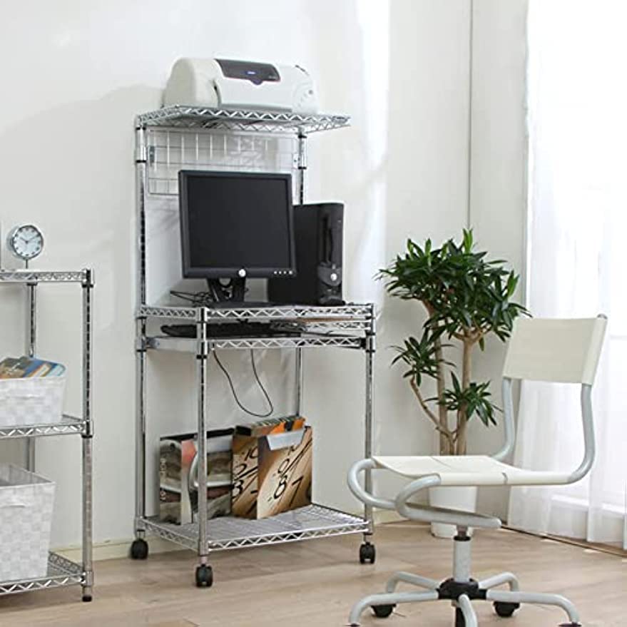 【専用出品】キャスター付きメタルラックデスク Amazon.co.jp: デスク PCデスク 収納棚 メタルラック パソコン