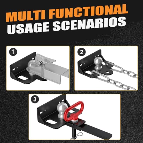 Upgraded Zero Turn Lawn Mower Hitch with 2\" Hitch Ball & Hitch Pin, 6mm Thicker Heavy Duty Steel Bolt On Trailer Hitch, Compatible with Many Models Lawn Mower, Tractor, Trailer, Golf Cart, ATV Etc. - Thumbnail 6
