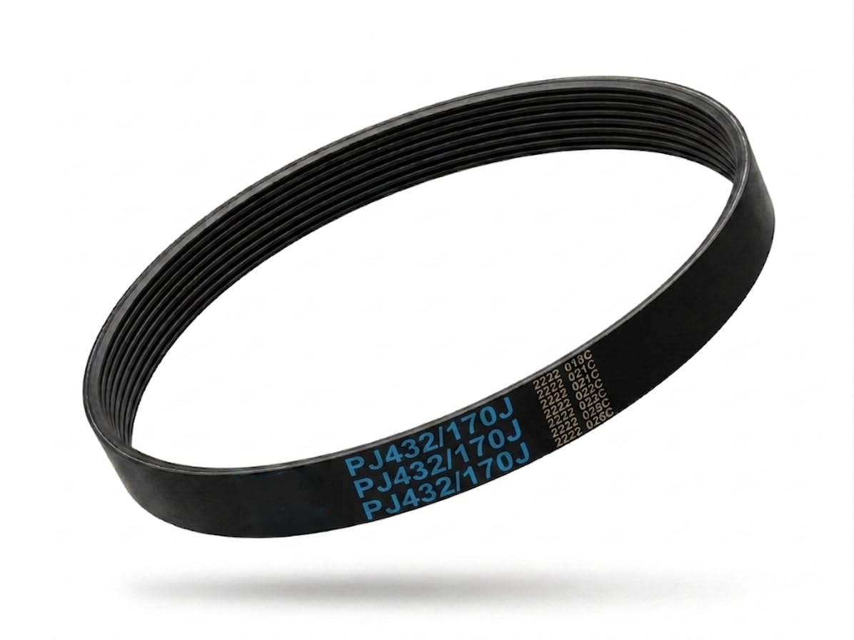 isf treadmill motor belt (high-performance rubber) | replacement motor belt for fitness running machine/premium quality belt for tredmil (size 170j pj432) black colour set of 1 pcs