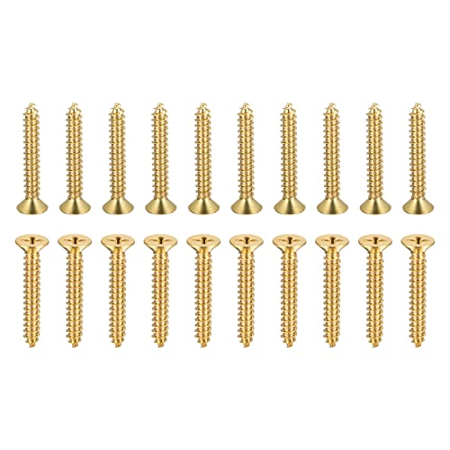 DTGN M5x30mm(DxL) Brass Phillips Wood Screws, 20Pack, Good for Wood Crafts Furniture, Countersunk Head Self-Tapping Screw