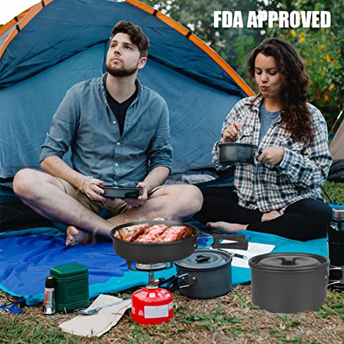 image for Bisgear Camping Cookware 18/8 Plates Outdoor Stove Kettle Pot Pan Mess