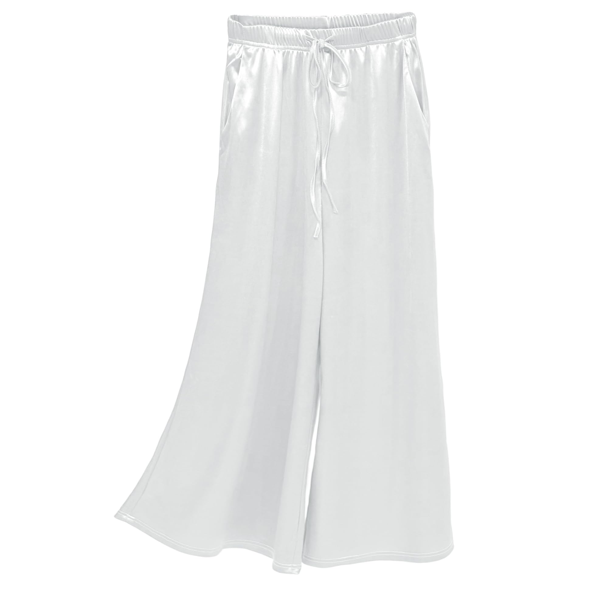 Womens High-Waisted Wide Leg Trousers Silk Blend Casual Long Satin Pants Loose Comfort Fit Straight Leg Design