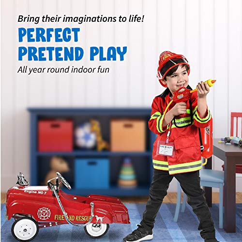 Born Toys Fireman Costume for Kids Ages 3-7, Washable Firefighter Dress Up Clothes for Play