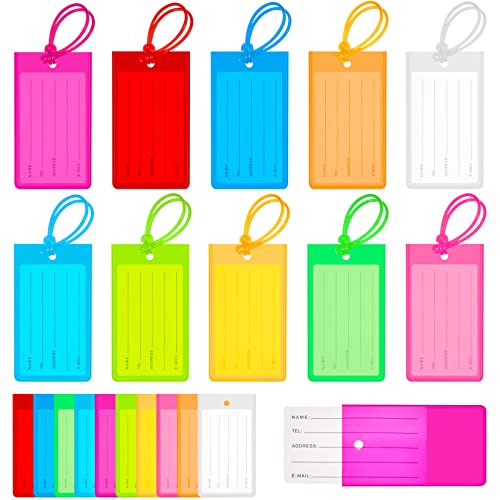 Sumind 100 Pcs Plastic Luggage Tags Assorted Name Identification Labels Flexible Suitcase Tags for...