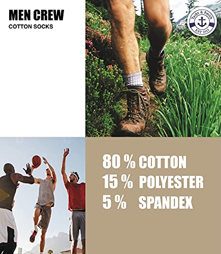 SOCKS'NBULK 60 Pairs Wholesale Bulk Sport Cotton Mens Crew, Ankle, Tube Socks, Size 10-13 (Mens White Crew Gray Heel Toe)4