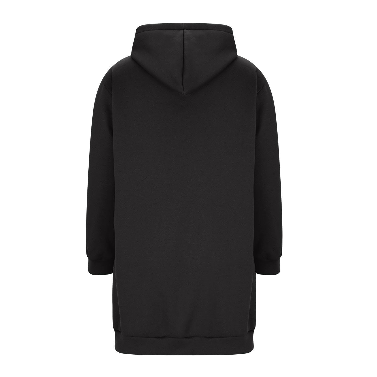 Generisch Felpa lunga con cappuccio da donna taglie forti, maglione casual con tasche con coulisse per l'uso quotidiano in autunno e inverno