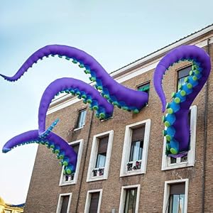 Halloween Inflatables Outdoor Decorations 4 Pcs 12FT Giant Inflatable Octopus Tentacle with Build in LEDs Blower Blow up Halloween Window Inflatable Decor for Outside Yard Garden Lawn
