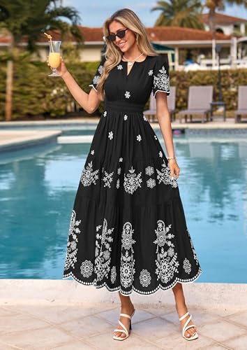 Image of PRETTYGARDEN Womens Summer Dresses Floral Maxi Boho Spring Long Dress