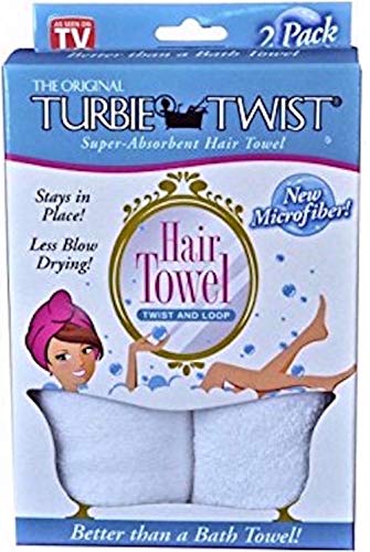 Turbie Twist Microfiber Hair Towel 2 Pack(White)