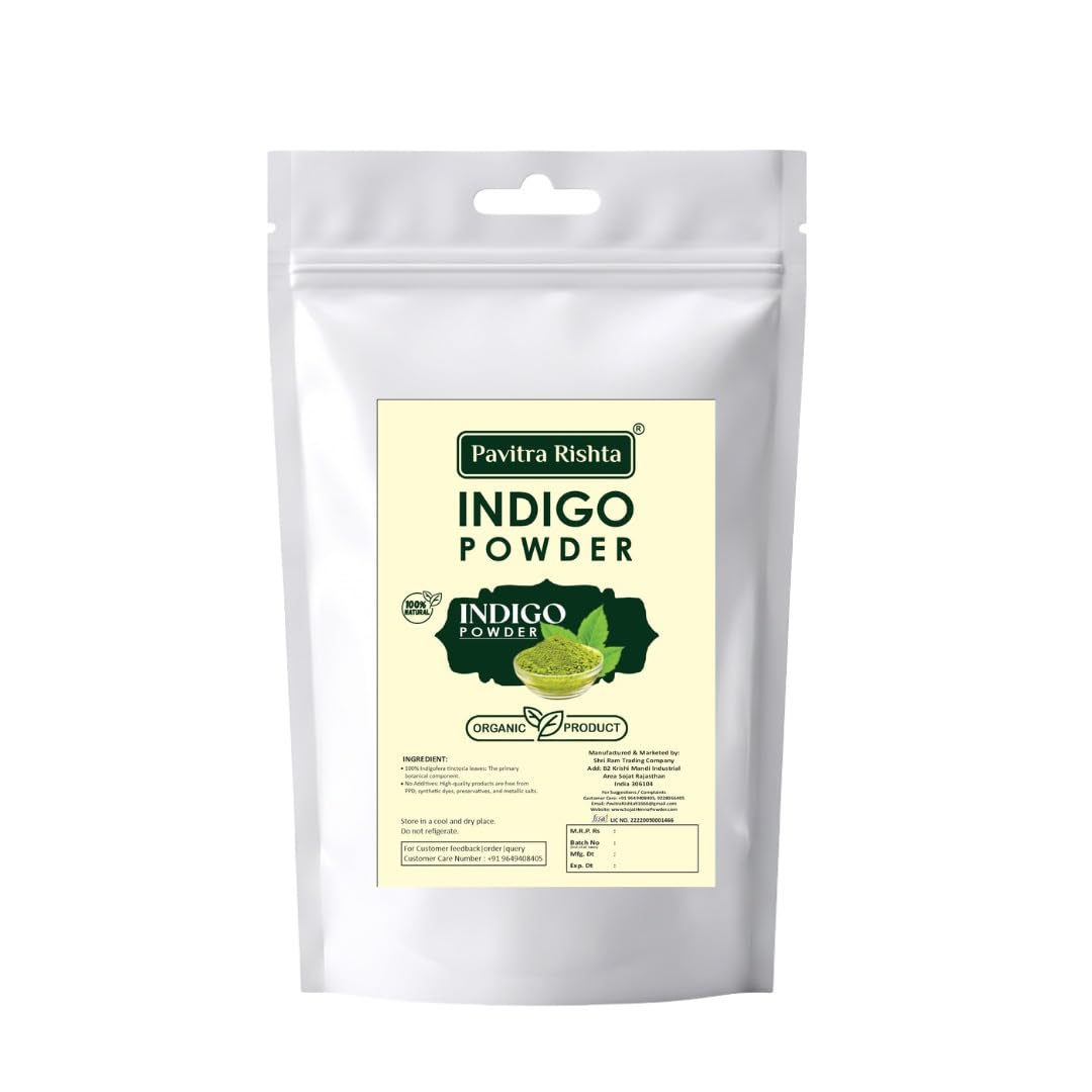 Indigo Powder for Hair | 100% Pure Natural Indigo Leaf Powder for Natural Black & Dark Brown Hair Color | Herbal Hair Dye | Chemical-Free Hair Care | Resealable Zip Lock Pouch-picture-34