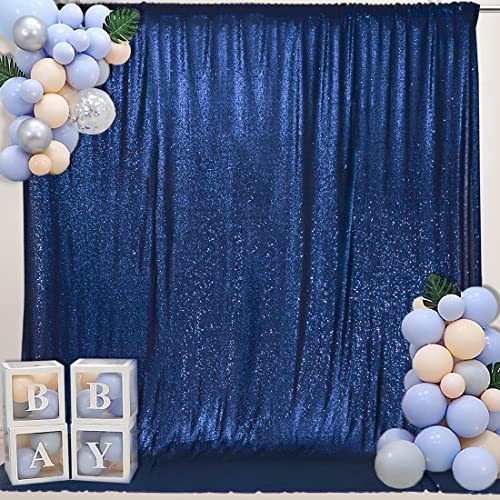 Image of PartyDelight Navy Blue Sequin Backdrop 6x8ft 4 Inch Rod Pocket | Dense 3mm navy blue sequins on mesh backing with 4 inch rod pocket for full body photos ceremony arches party walls and stage