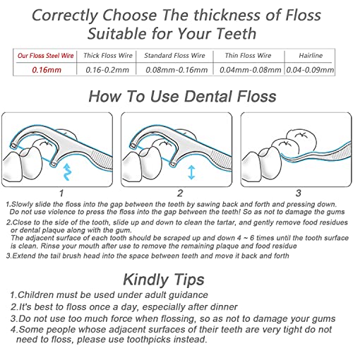 Toothpicks Pocket Set Reusable Dental Floss Picks Kit Stainless Steel Teeth Cleaning Tools Flossers for Adults Tooth Picker Oral Hygiene Travel (2 Set)