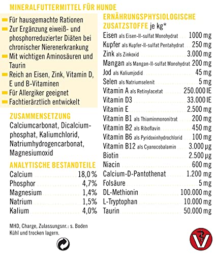 napfcheck Novomineral proNIERE – Mineralstoffe, Vitamine und Aminosäuren für nierenkranke Hunde und hausgemachte Rationen - 500 g
