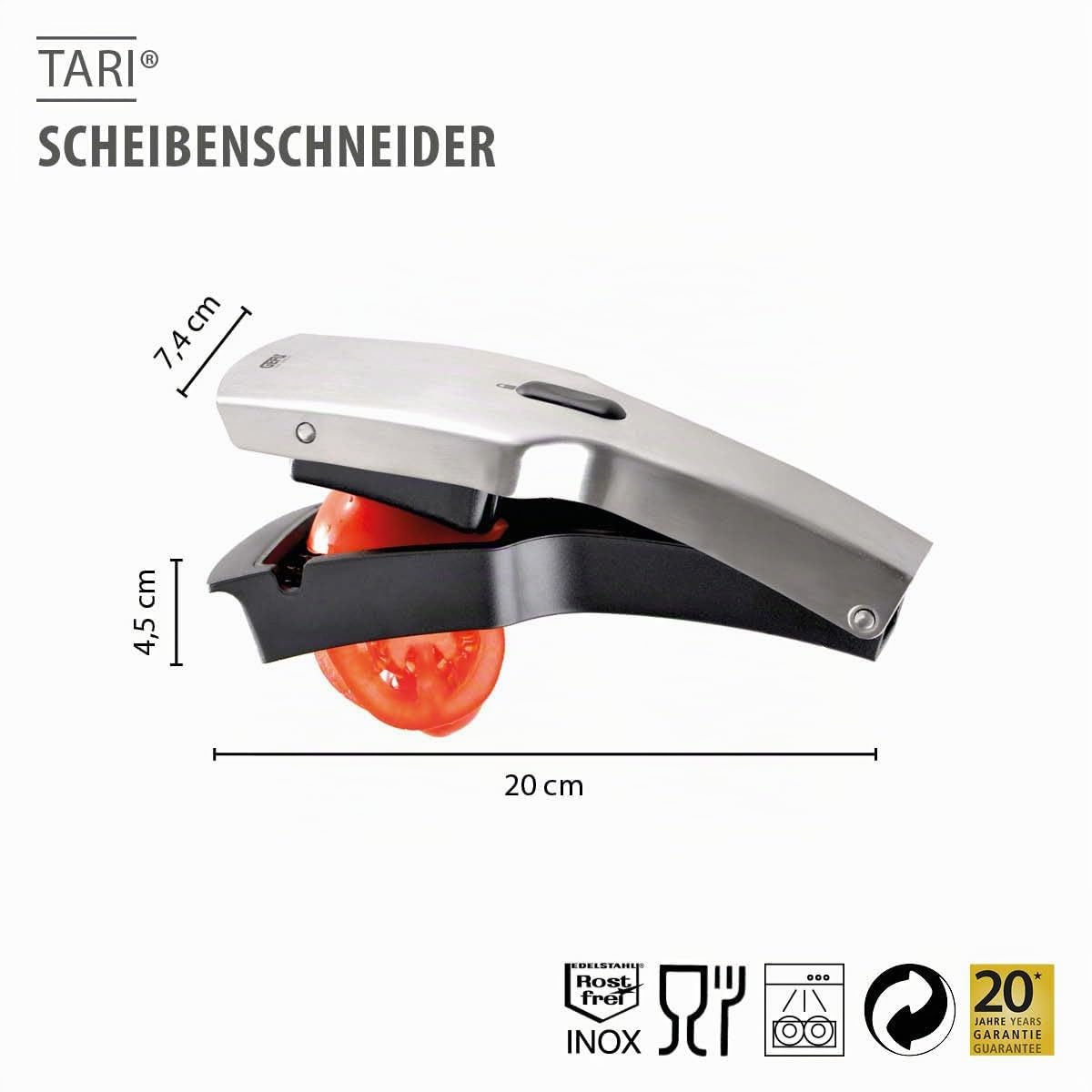 GEFU TARI Gemüseschneider - 5mm Scheibenschneider für Obst & Eier, 20cm