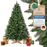 MerryTree Premium künstlicher Weihnachtsbaum 150 cm - Weihnachtsbaum künstlich aus naturgetreuem PVC + PE - Spritzguss Mix - massiver Holzfuß - Nordmanntanne - naturechter Baum Weihnachten - Xmas Tree