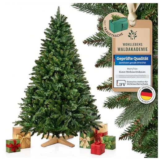 MerryTree Premium künstlicher Weihnachtsbaum 150 cm - Weihnachtsbaum künstlich aus naturgetreuem PVC + PE - Spritzguss Mix - massiver Holzfuß - Nordmanntanne - naturechter Baum Weihnachten - Xmas Tree