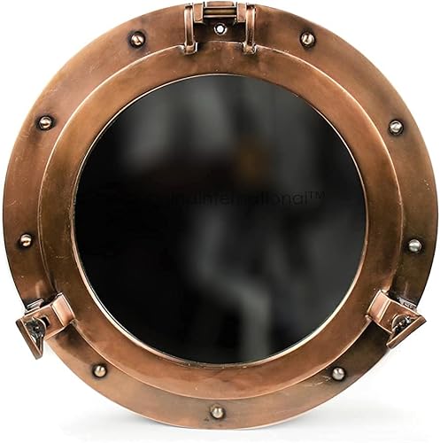 Nagina International Ojo de buey de buey náutico de cobre antiguo de alta calidad Auténtico atractivo rústico Espejos y ventanas (espejo, 15