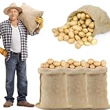 ANPHSIN 4Pcs Breathable Natural Burlap Bags - 19.5'x35' Reusable Thicken Jute Potato Onion Food Storage Sacks with Rope