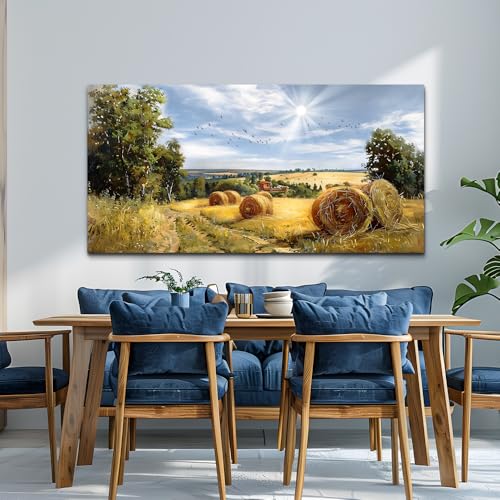 FUHAIHUA Large Wall Decor For Living Room Canvas Wall Art For Bedroom Inspiration Wall Decorations Country Field Pictures Landscape Paintings Artwork Posters Mural Modern Room Home Decor 24x48 In