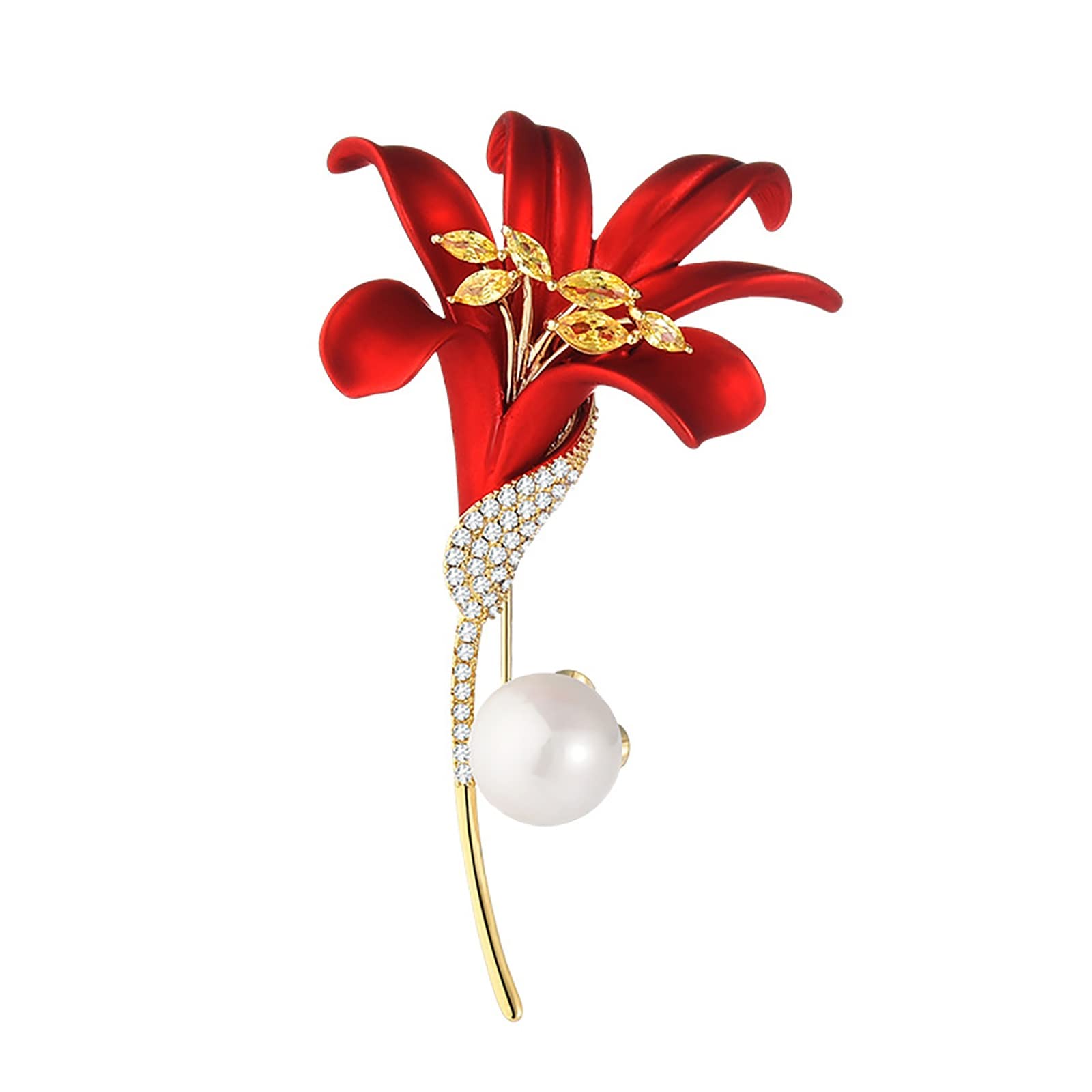 Damen Brosche mit Blumenmotiv, vergoldet, Lilie, Schneeflocke, Anstecknadel, Accessoire, Anzug-Accessoire